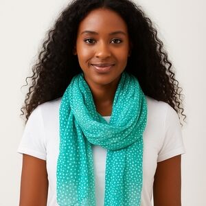 Teal Green Sheer Scarf Lightweight Polka Dot Women’s Fashion Wrap Shawl